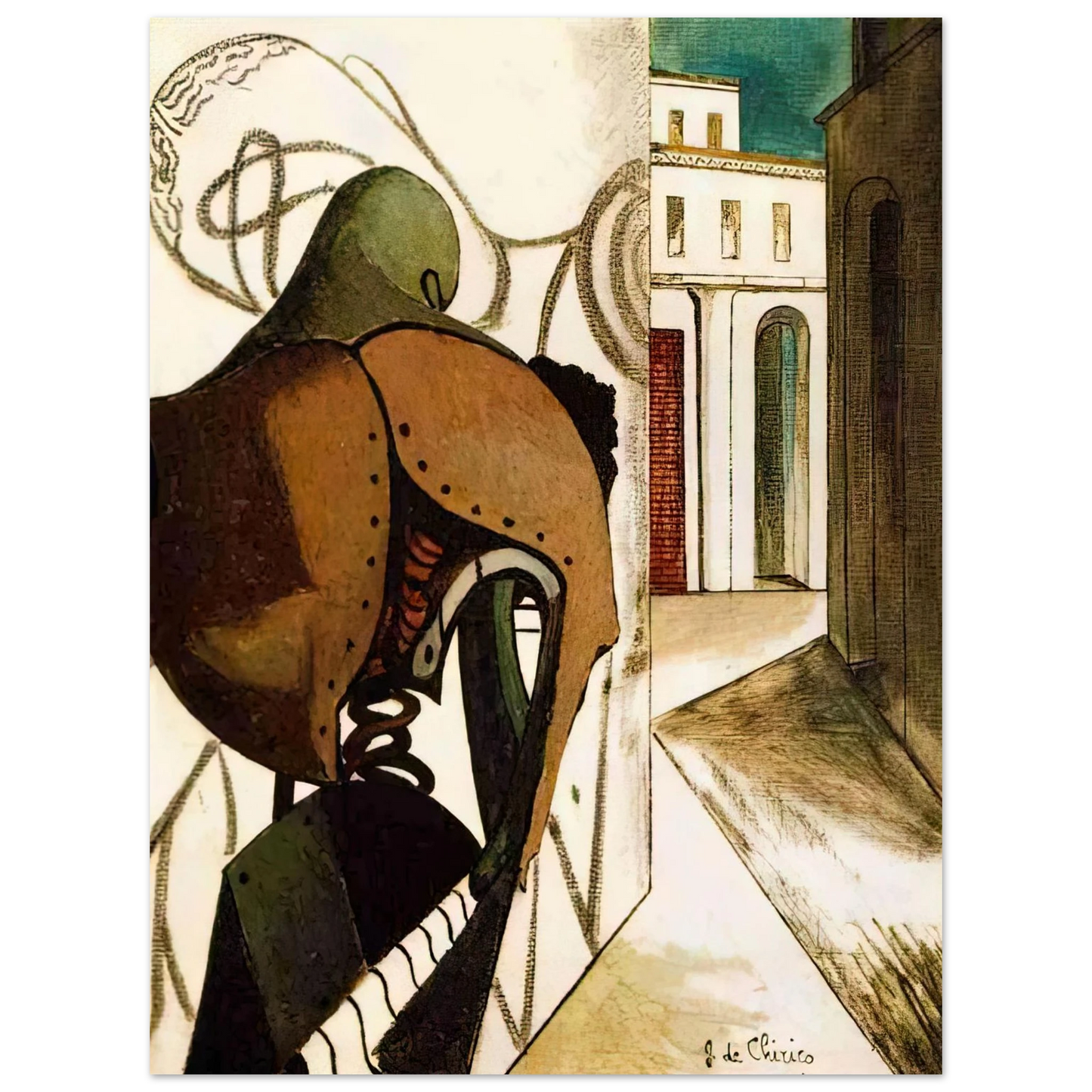 Giorgio de Chirico - THE VEXATIONS OF THE THINKER 1915  75x100 cm / 30x40inches Fine Art Poster