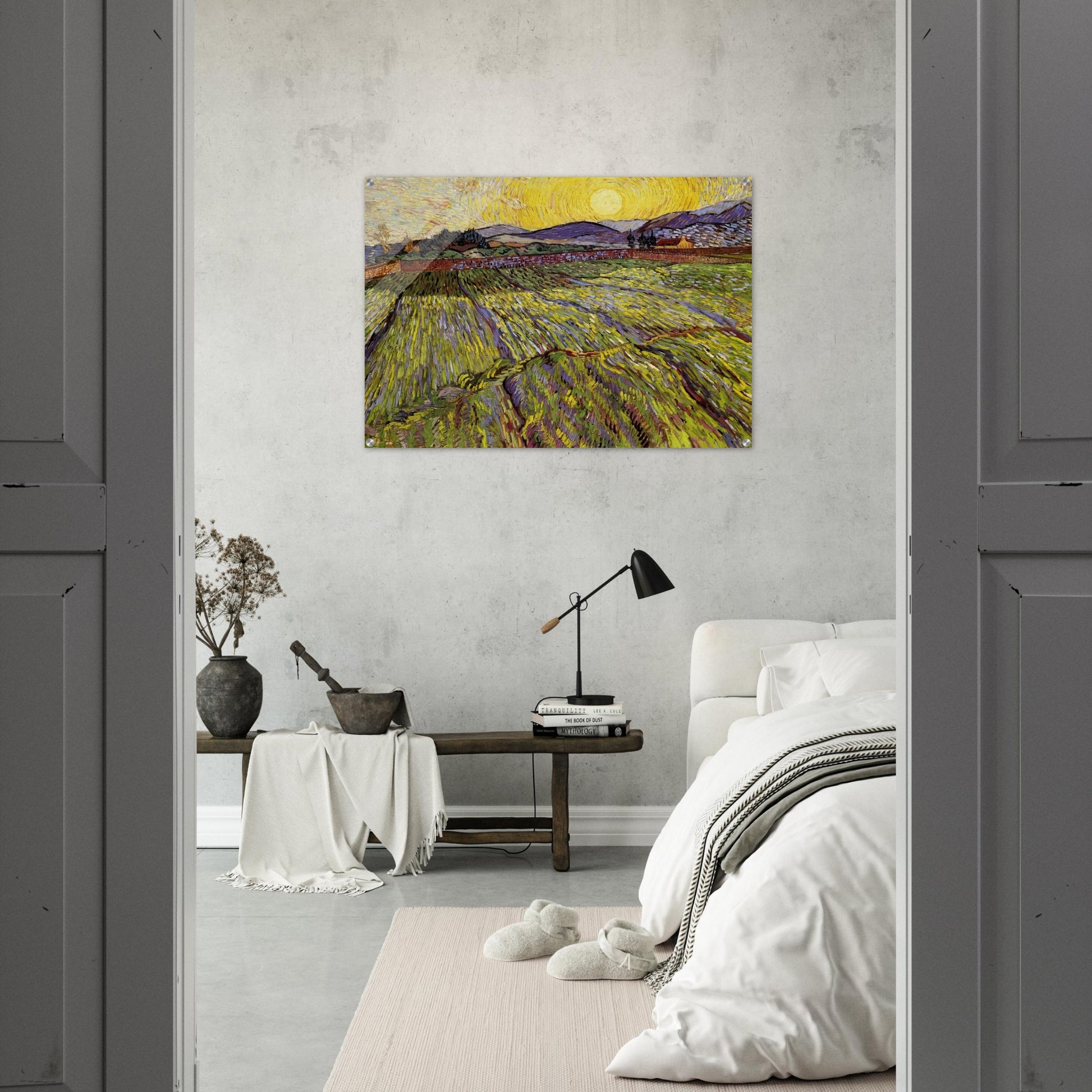 Enclosed field with rising sun - Vincent van Gogh Acrylic Print - 70x100 cm / 28x40″ inches