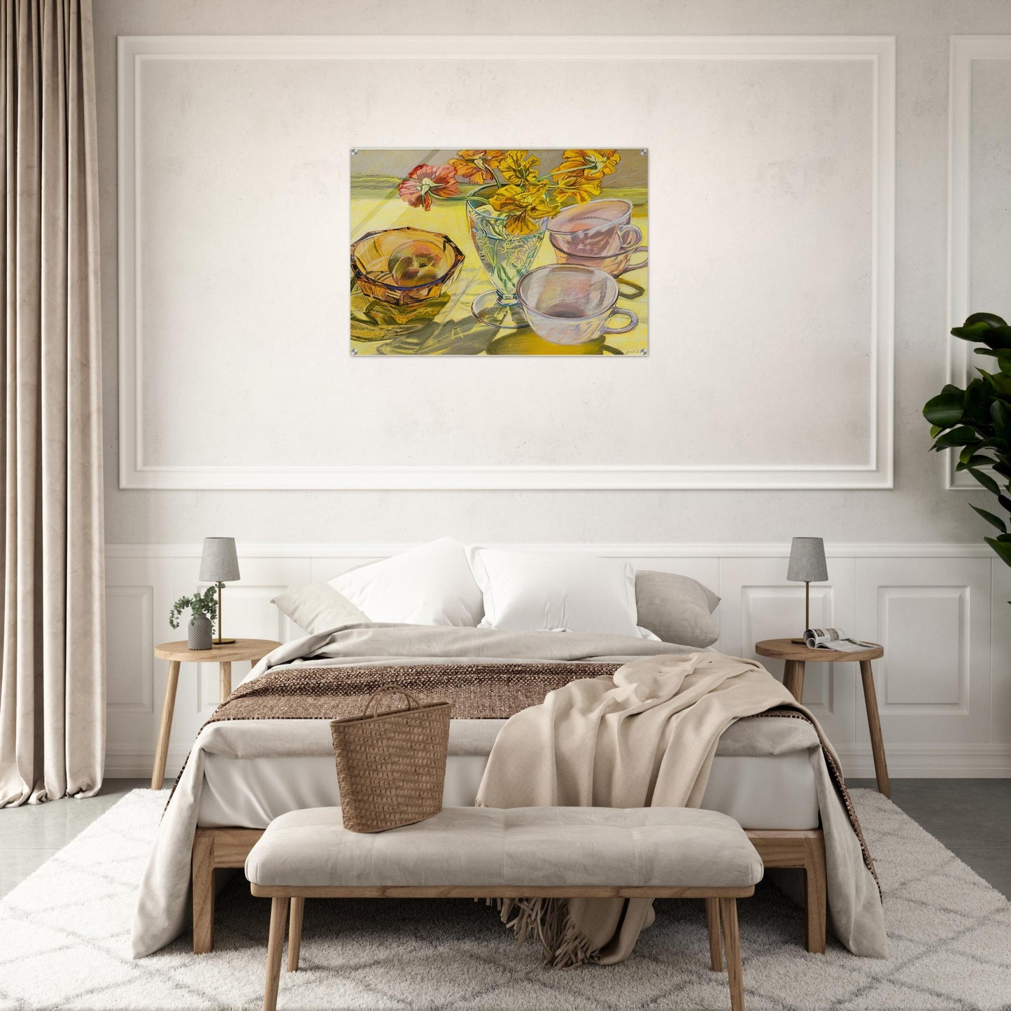 NASTURTIUMS AND PINK CUPS 1981 - Janet Fish Acrylic Print - 70x100 cm / 28x40″ inches