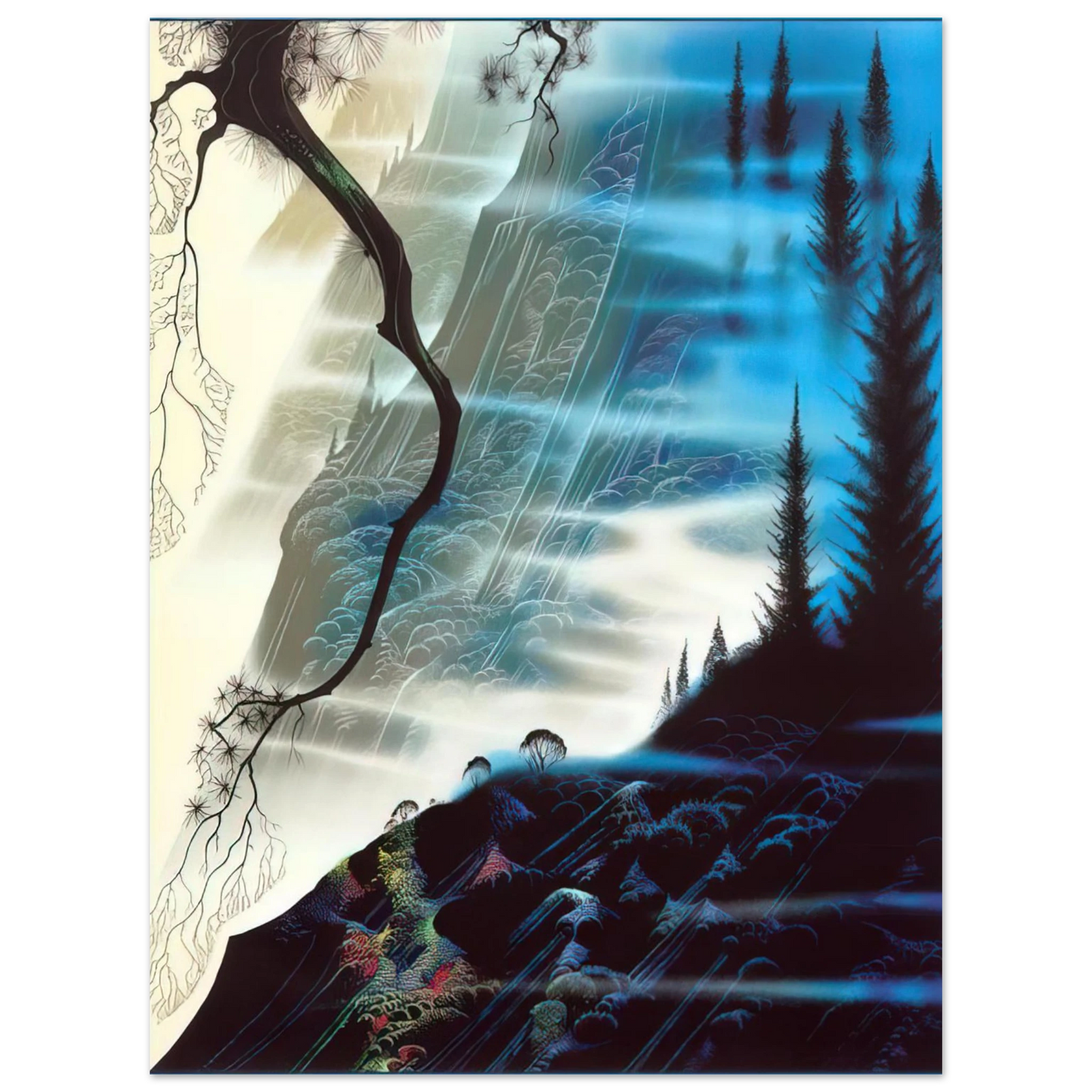Eyvind Earle - Sea Cliffs and Redwoods  75x100 cm / 30x40inches Fine Art Poster