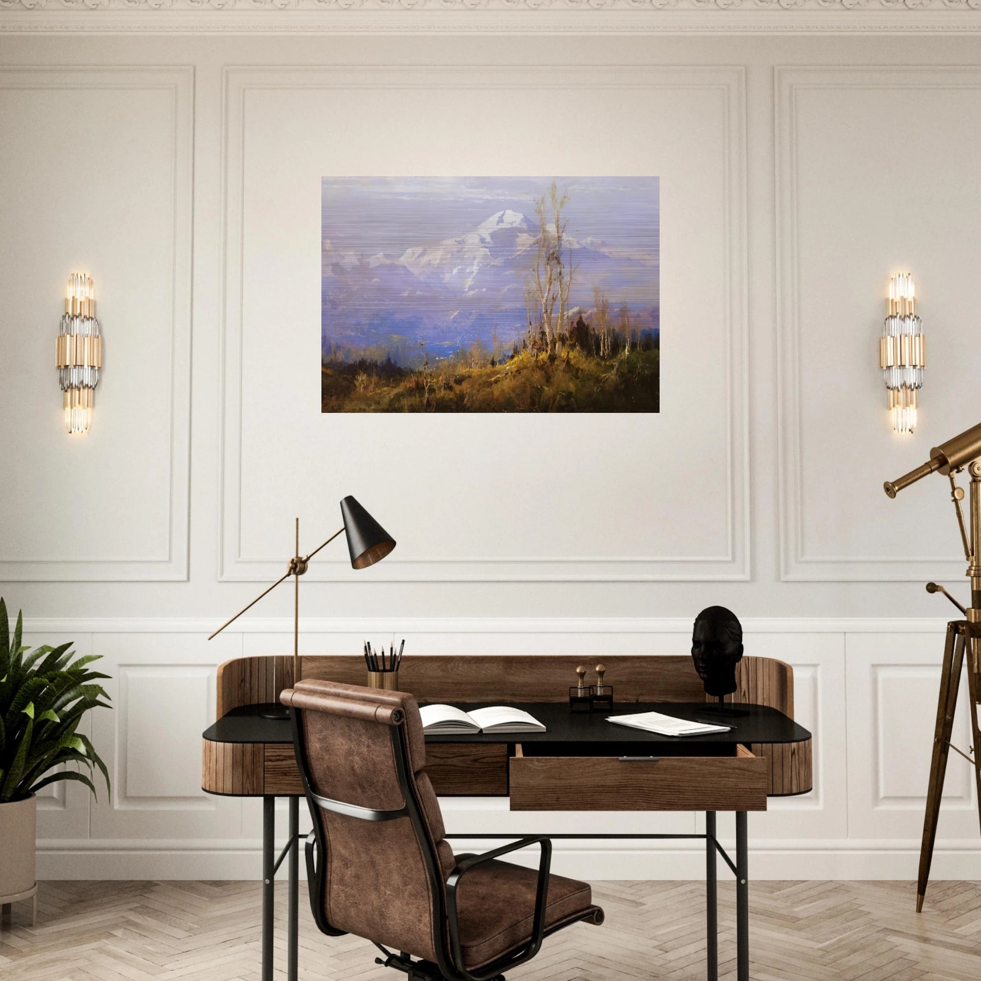 Mount McKinley - Romanticism - Sydney Laurence Brushed Aluminum Print - 70x100 cm / 28x40 inches | Sydney Laurence Aluminum Print | Sydney Laurence Prints