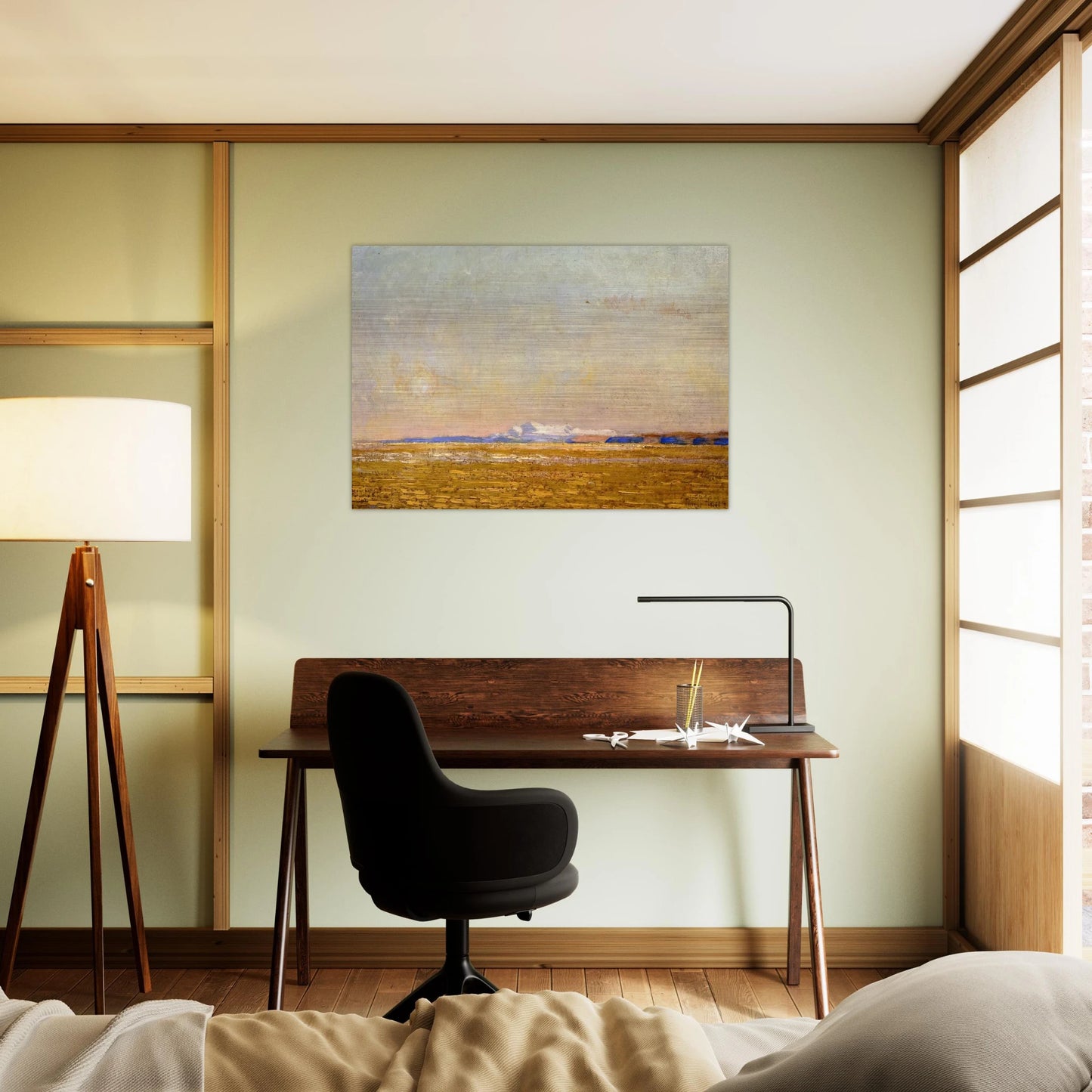 Moonrise at Sunset, Harney Desert - Childe Hassam Brushed Aluminum Print - 70x100 cm / 28x40 inches | Childe Hassam Aluminum Print | Childe Hassam Prints