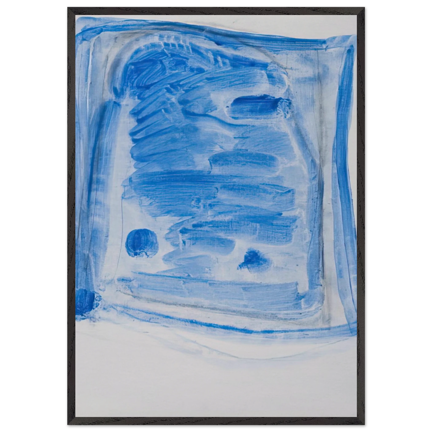 Sketchy Cobaltic Blue Flag - 2009 N2 - Raoul De Keyser 70x100 cm / 28x40 inches Framed Art Print – Black Wooden Frame