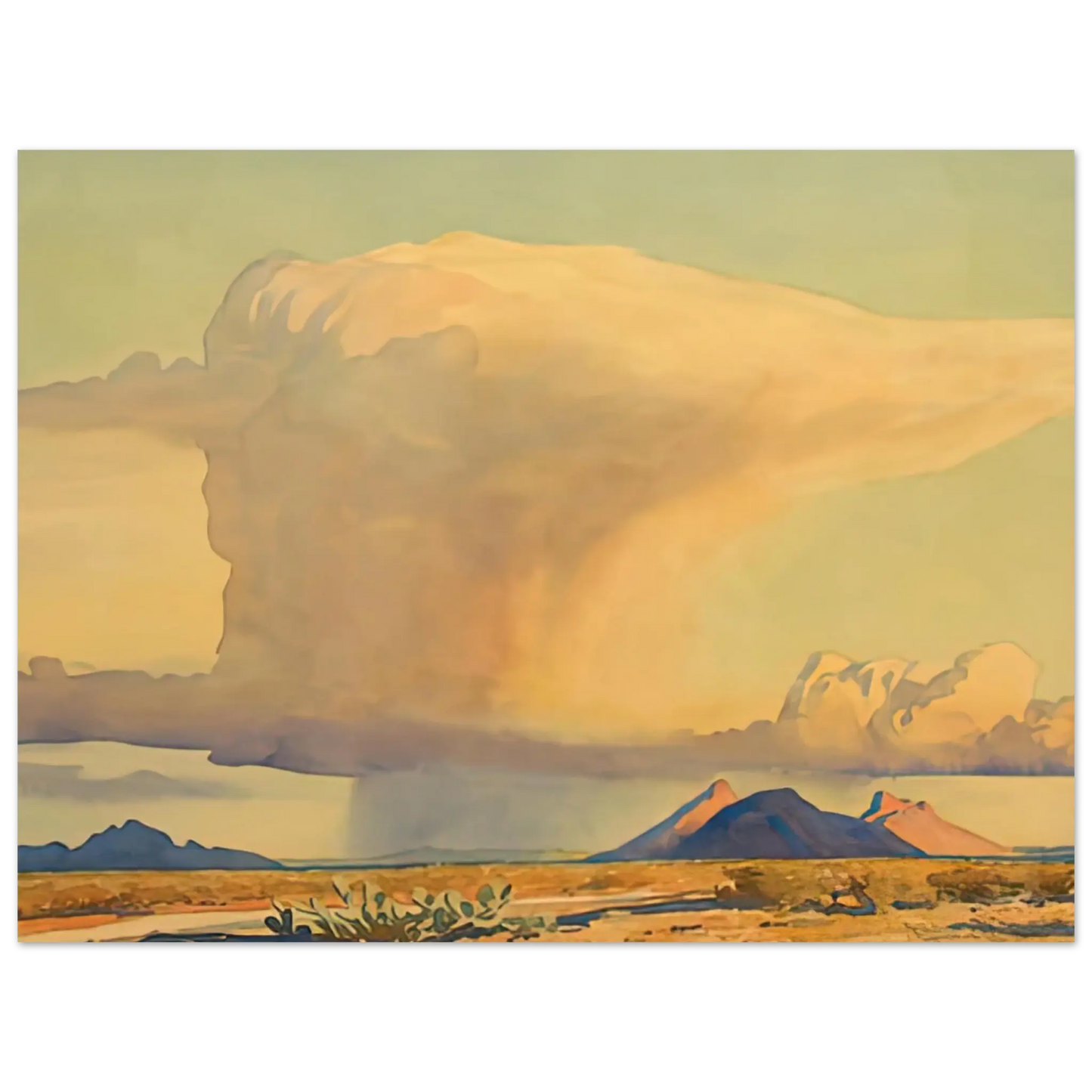 Maynard Dixon - DROUGHT AND DOWNPOUR 1944 Wall art - 40x50 cm / 16x20 Inches - Premium Wooden Framed Poster With Fine Art Paper - Wood frame