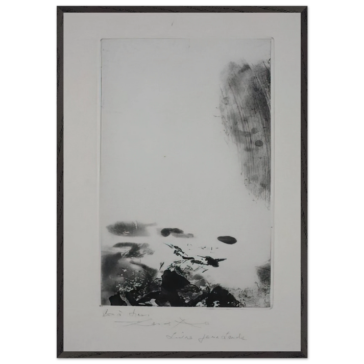 WAITING FOR A HOLIDAY 1974 - Zao Wou-Ki 70x100 cm / 28x40 inches Framed Art Print – Black Wooden Frame