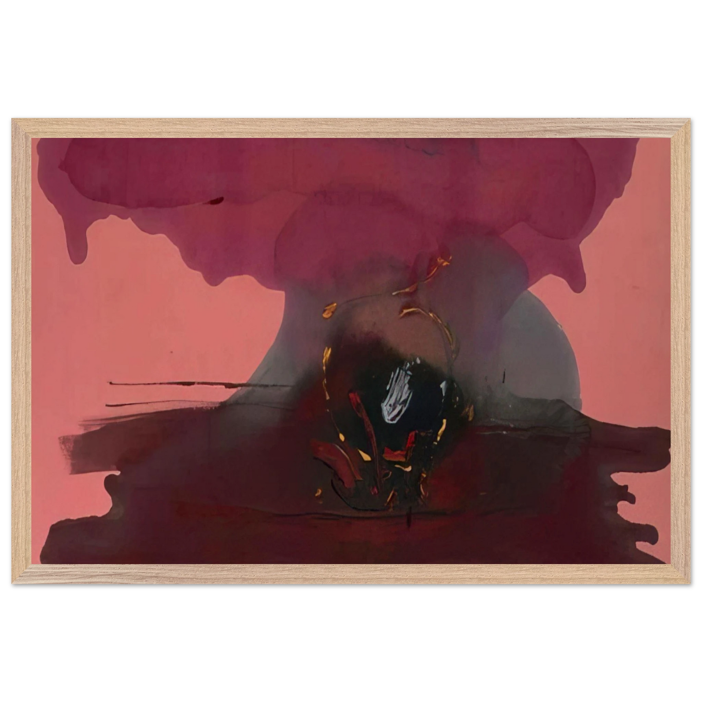 Helen Frankenthaler - Harbinger - 1986 Wall art - 70x70 cm / 28x28 inches - Premium Wooden Framed Poster With Fine Art Paper-canvas - Wood frame