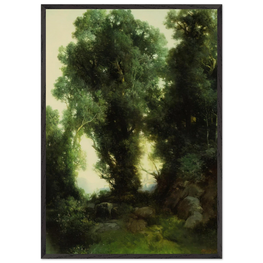 The Bathing Hole - Thomas Moran 70x100 cm / 28x40 inches Framed Art Print – Black Wooden Frame