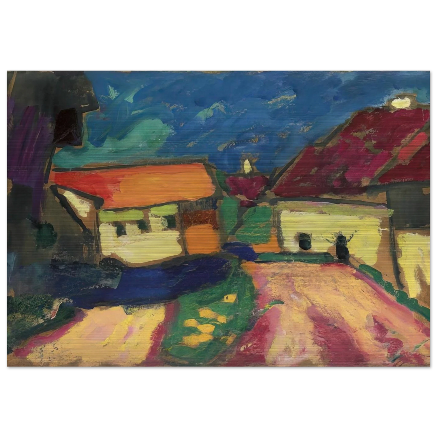 LANDSCHAFTSTUDIE DORFSTRASSE 1908 - Alexej von Jawlensky Brushed Aluminum Print - 70x100 cm / 28x40 inches | Alexej von Jawlensky Aluminum Print | Alexej von Jawlensky Prints