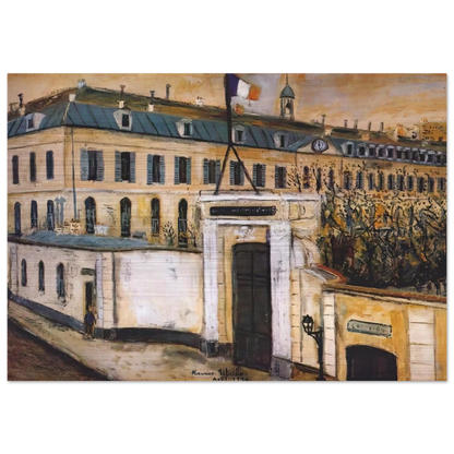 MILITARY HOSPITAL - Maurice Utrillo Brushed Aluminum Print - 70x100 cm / 28x40 inches | Maurice Utrillo Aluminum Print | Maurice Utrillo Prints
