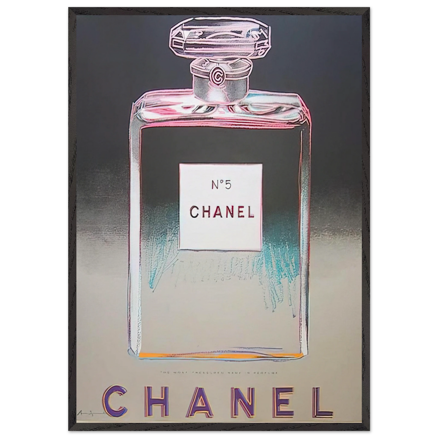 Chanel No 5 - Andy Warhol 70x100 cm / 28x40 inches Framed Art Print – Black Wooden Frame