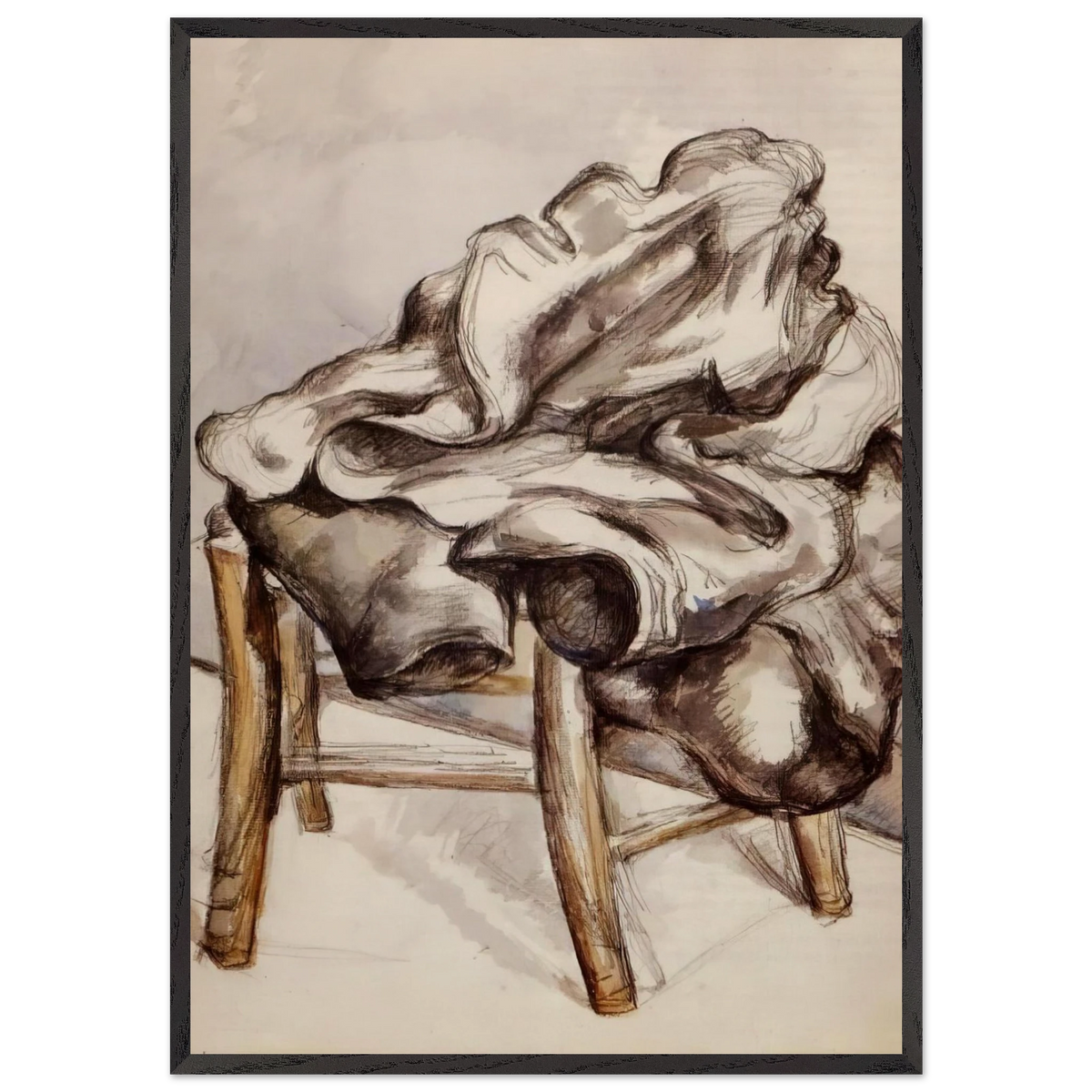 Jacket on a Chair - Paul Cezanne 70x100 cm / 28x40 inches Framed Art Print – Black Wooden Frame