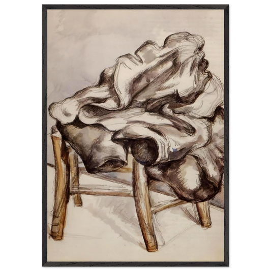 Jacket on a Chair - Paul Cezanne 70x100 cm / 28x40 inches Framed Art Print – Black Wooden Frame