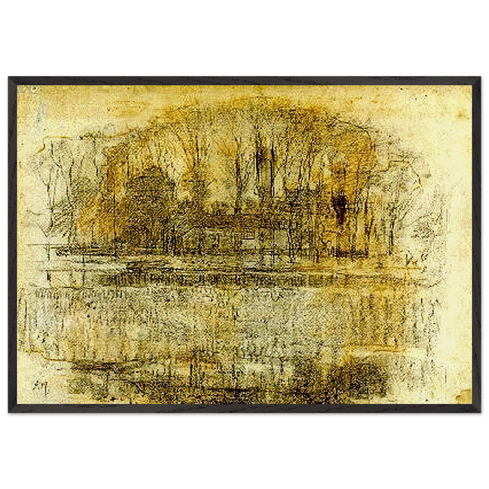 Geinrust Farm Compositional Study - Piet Mondrian 70x100 cm / 28x40 inches Framed Art Print – Black Wooden Frame