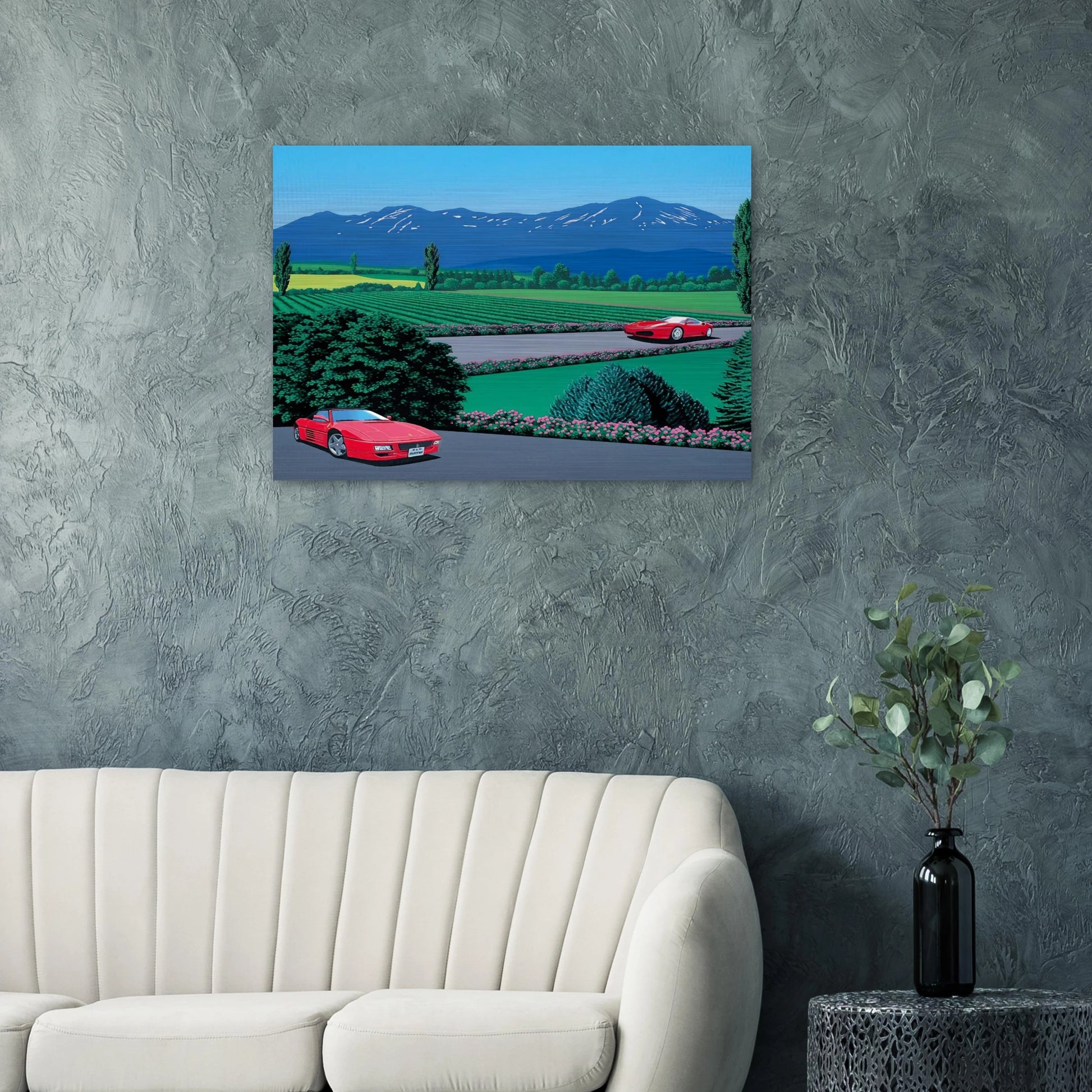 Ferraris traversing the lands - Hiroshi Nagai Brushed Aluminum Print - 70x100 cm / 28x40 inches | Hiroshi Nagai Aluminum Print | Hiroshi Nagai Prints