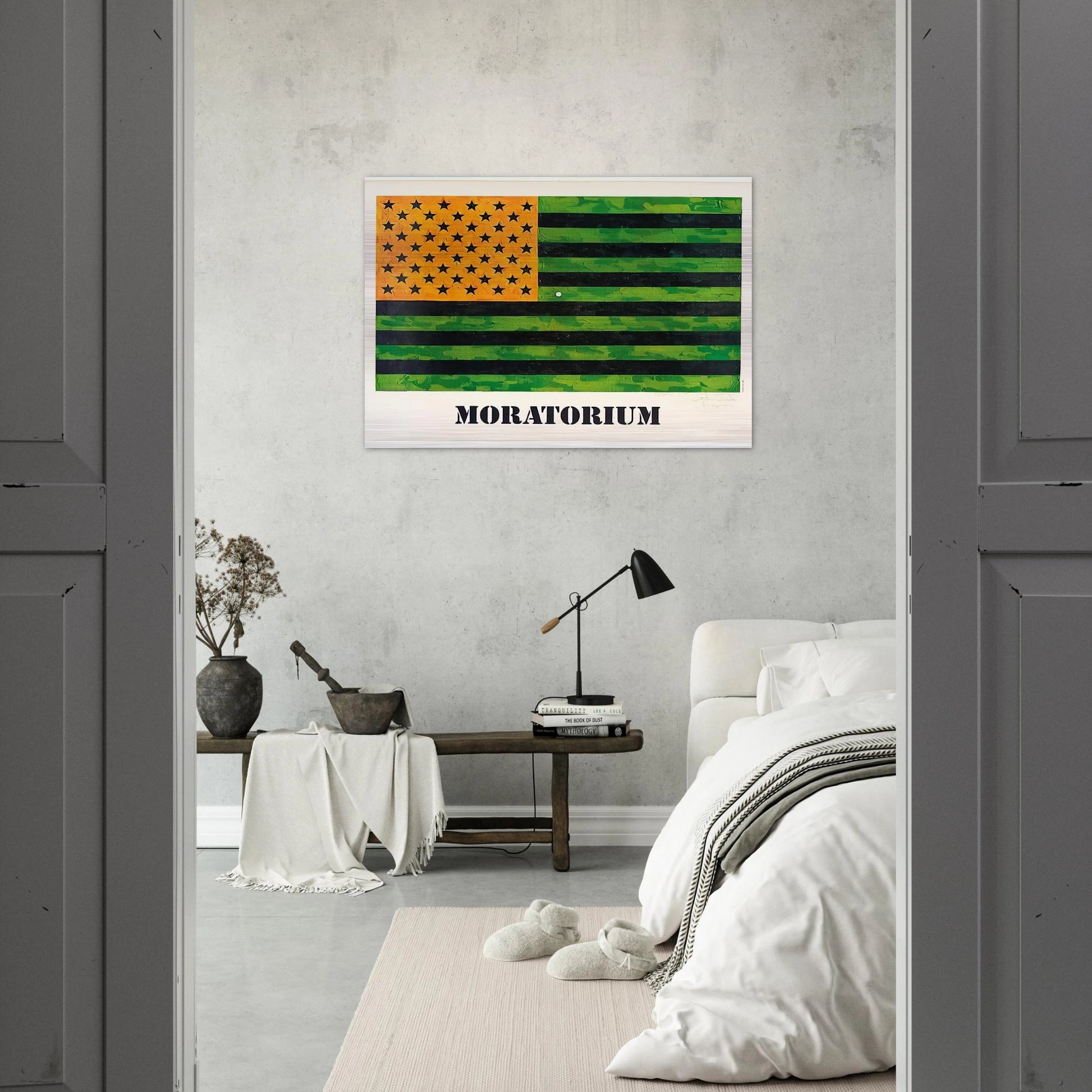 MORATORIUM FLAG - Jasper Johns Brushed Aluminum Print - 70x100 cm / 28x40 inches | Jasper Johns Aluminum Print | Jasper Johns Prints