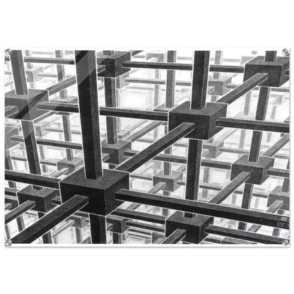 CUBIC SPACE DIVISION - MC Escher Acrylic Print - 70x100 cm / 28x40″ inches | MC Escher Wall Art | MC Escher Prints