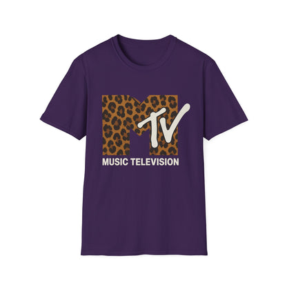 Vintage MTV Cheetah Print Grafisch T-Shirt Retro Muziek Televisie 80s 90s Throwback Band Shirt Unisex Dierenprint Rock Shirt