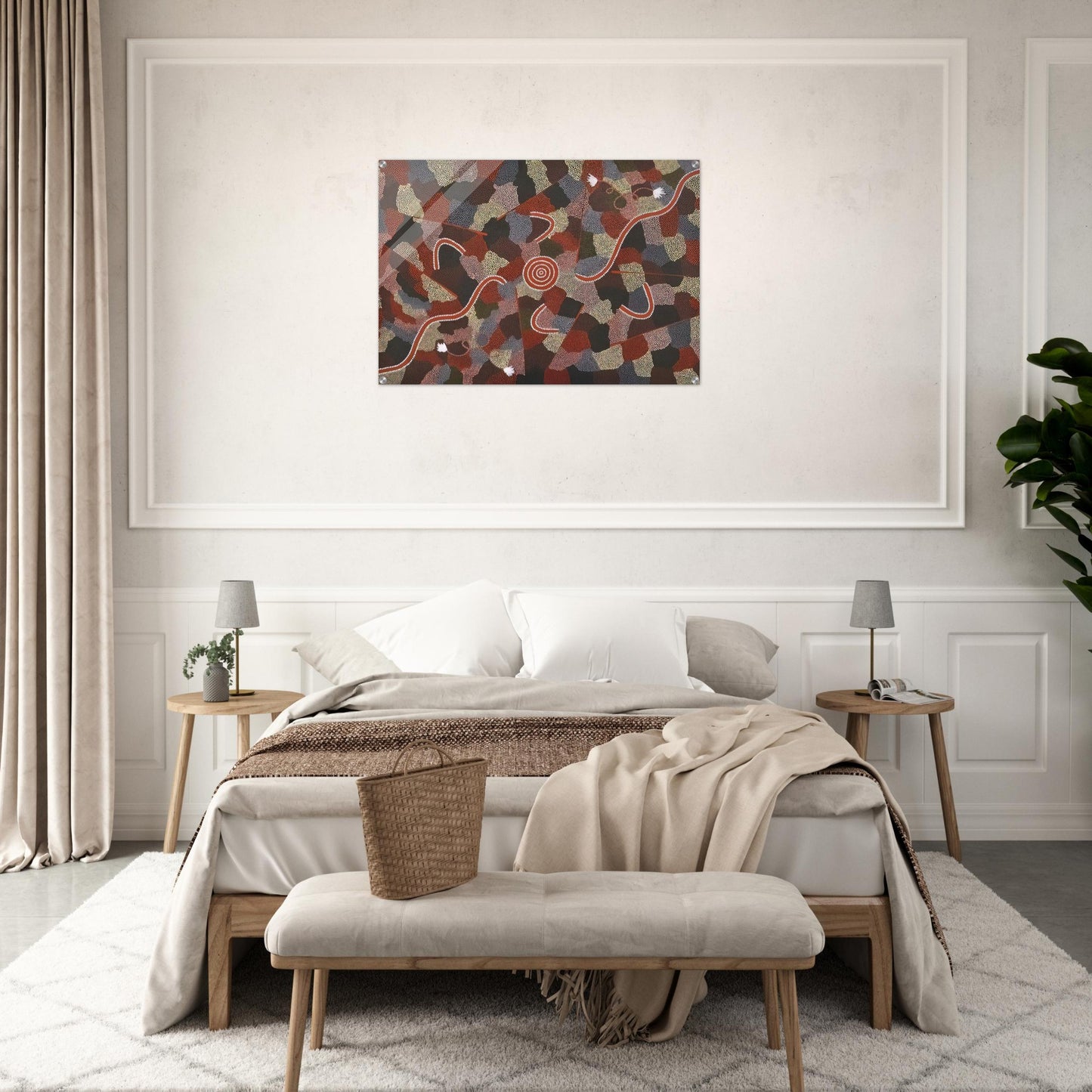 Family Dreaming - Native Art - Clifford Possum Tjapaltjarri Acrylic Print - 70x100 cm / 28x40″ inches