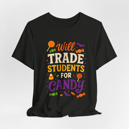 Zal Studenten Ruilen Voor Snoep Leerkracht Schattig Halloween Kostuum T-Shirt