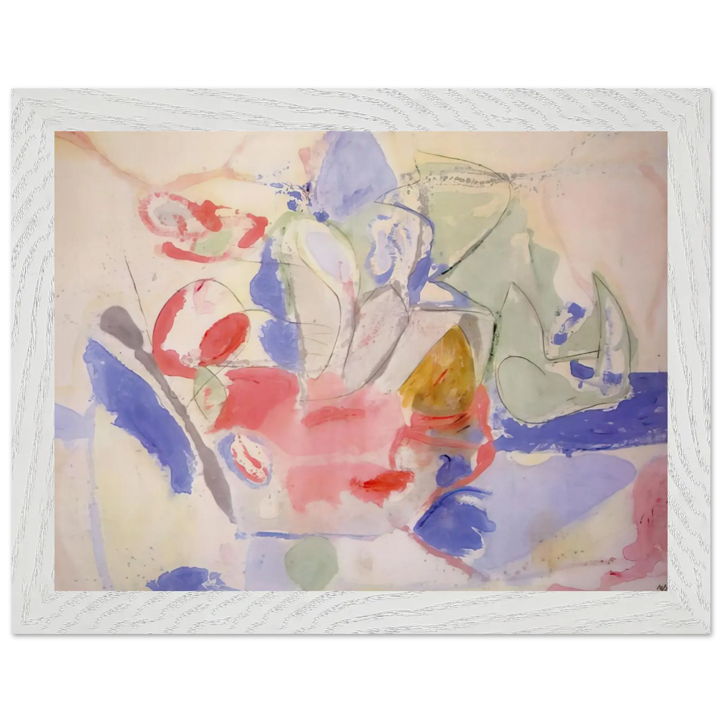 Helen Frankenthaler - Mountains and Sea - 1952 Wall art - 50x70 cm / 20x28 Inches - Premium Wooden Framed Poster With Fine Art Paper - White frame