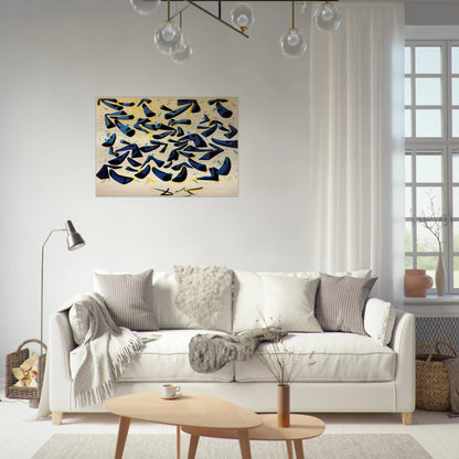BLUE HORNS DESIGN FOR A SCARF - Salvador Dali Brushed Aluminum Print - 70x100 cm / 28x40 inches | Salvador Dali Aluminum Print | Salvador Dali Prints