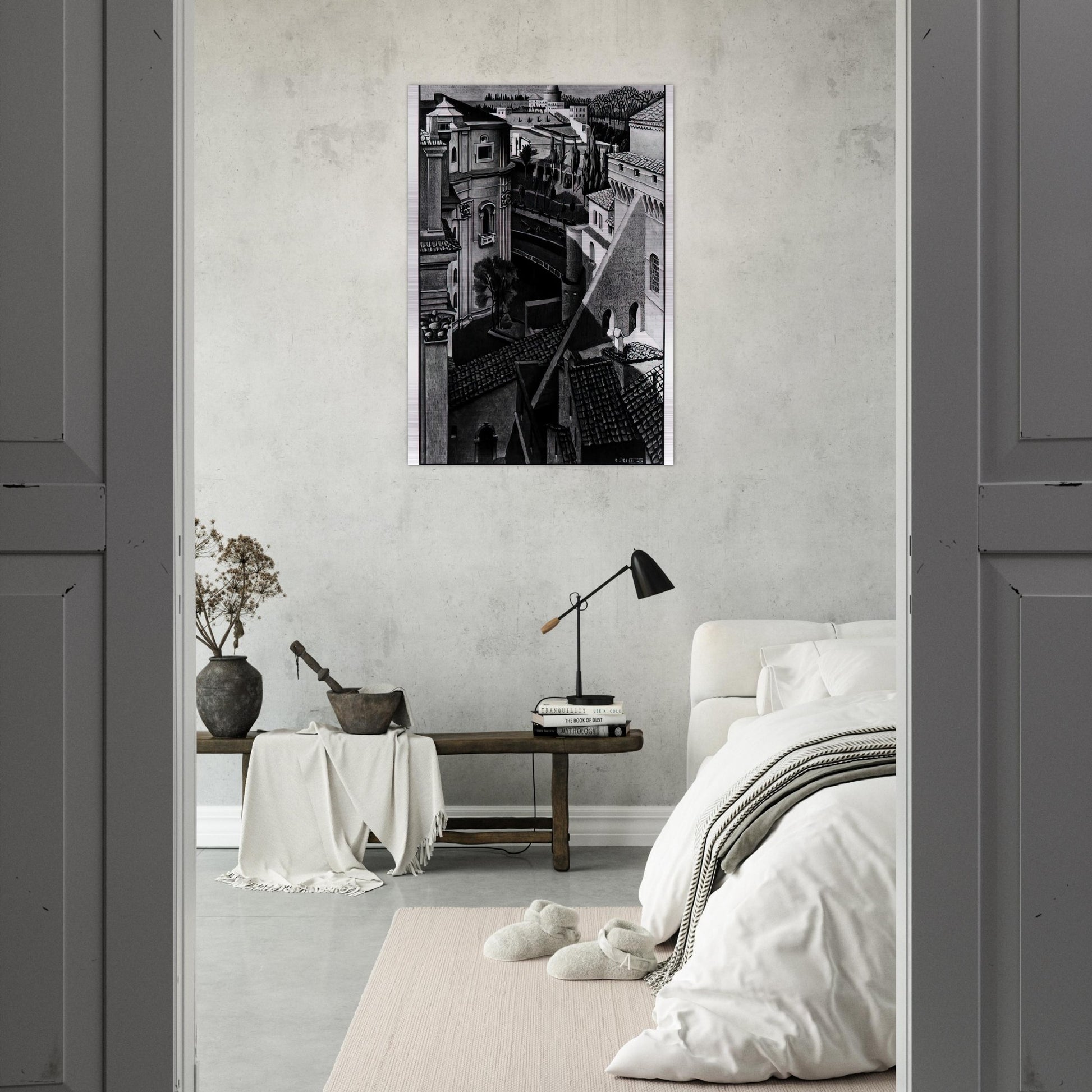 BERWEEN ST PETER AND SISTINE CHAPEL MARCH 1936 1936 - MC Escher Brushed Aluminum Print - 70x100 cm / 28x40 inches | MC Escher Aluminum Print | MC Escher Prints