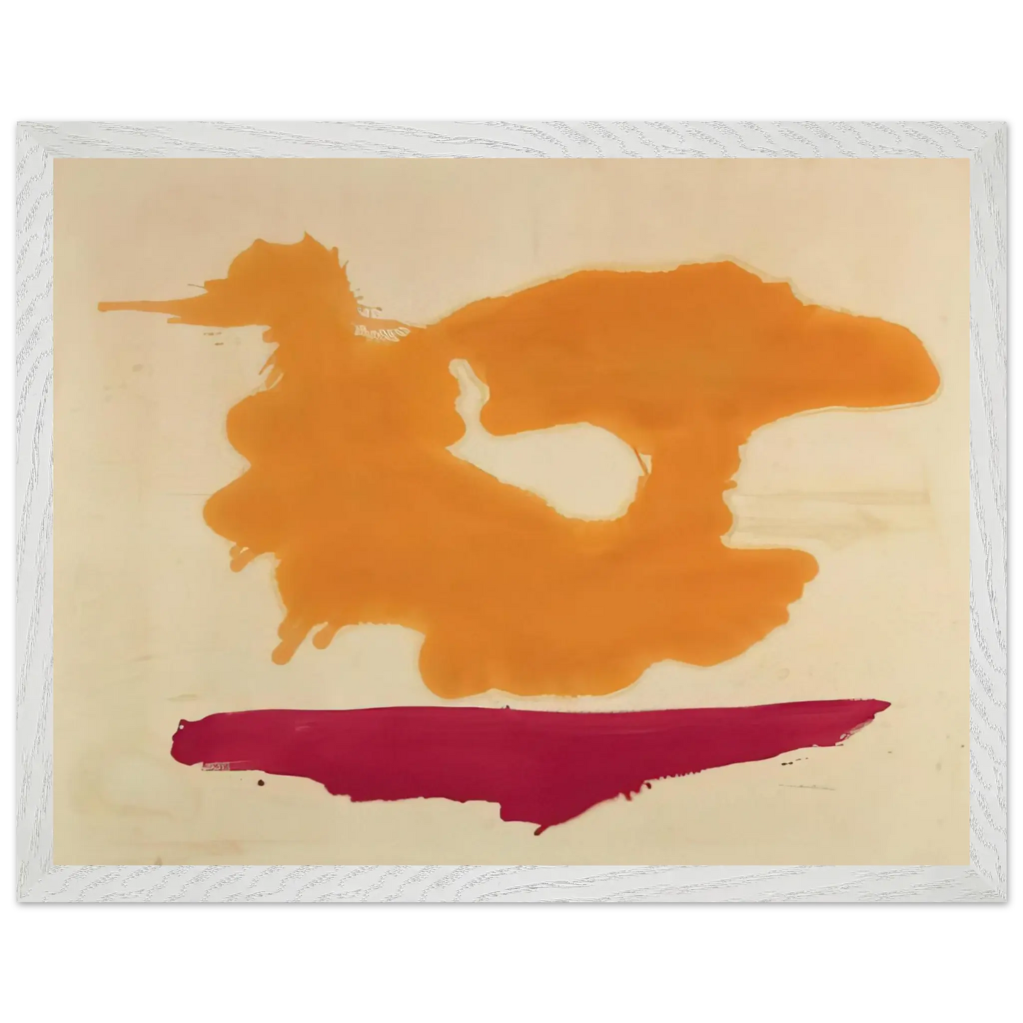 Helen Frankenthaler - Only Orange - 1963 Wall art - 70x100 cm / 28x40 Inches - Premium Wooden Framed Poster With Fine Art Paper - White frame