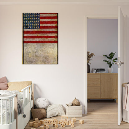 FLAG ABOVE WHITE - Jasper Johns Brushed Aluminum Print - 70x100 cm / 28x40 inches | Jasper Johns Aluminum Print | Jasper Johns Prints
