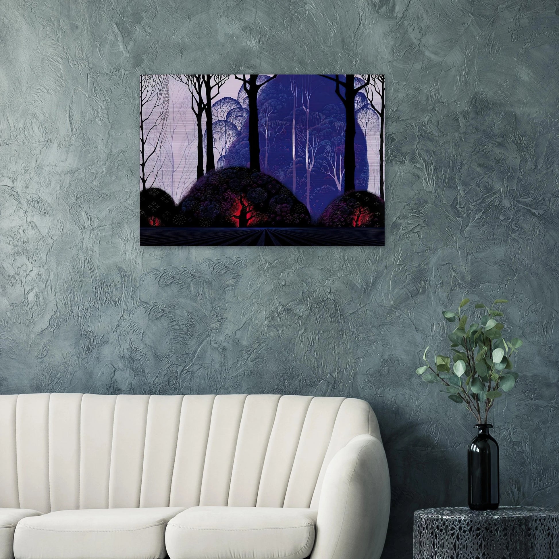 Purple Eucalyptus - Eyvind Earle Brushed Aluminum Print - 70x100 cm / 28x40 inches | Eyvind Earle Aluminum Print | Eyvind Earle Prints