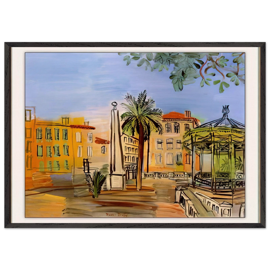 THE SQUARE IN HYERES - Raoul Dufy 70x100 cm / 28x40 inches Framed Art Print – Black Wooden Frame