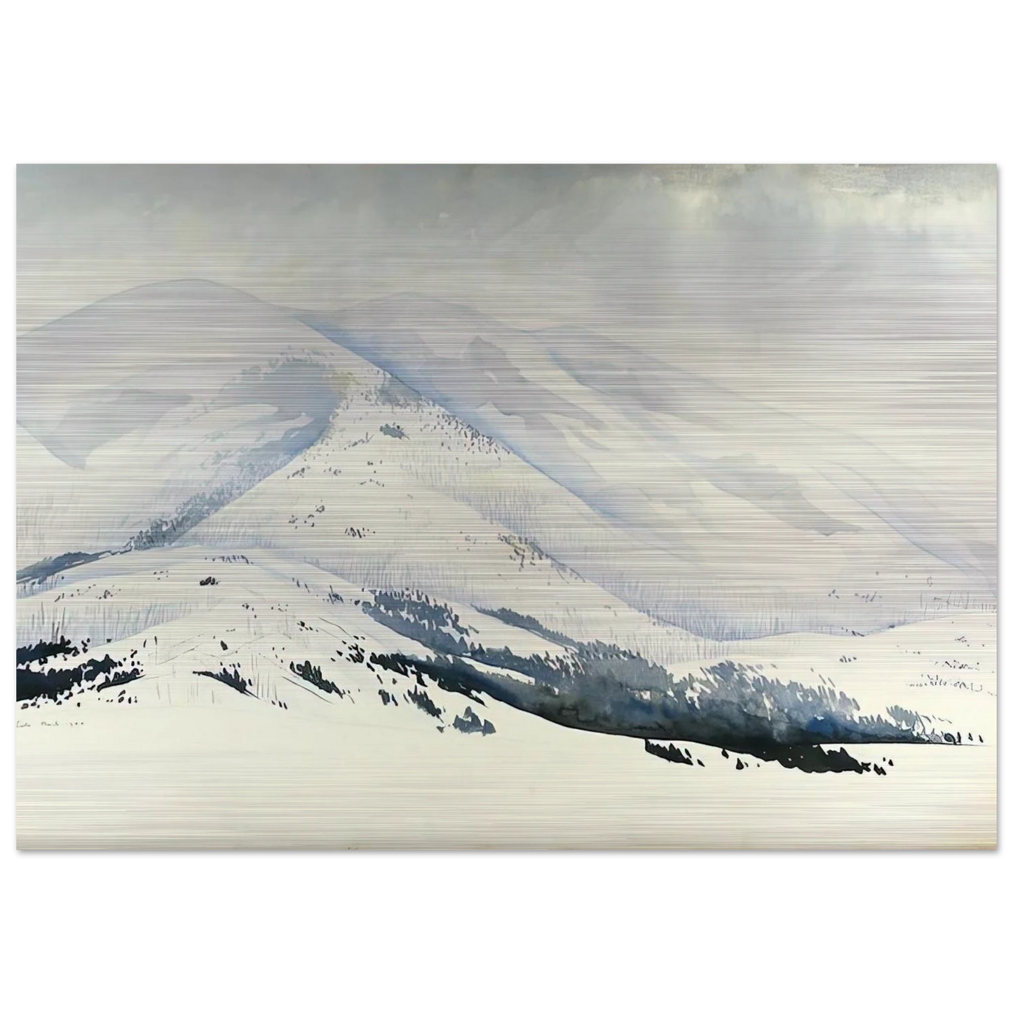 Snowy Mountain - Eyvind Earle Brushed Aluminum Print - 70x100 cm / 28x40 inches | Eyvind Earle Aluminum Print | Eyvind Earle Prints