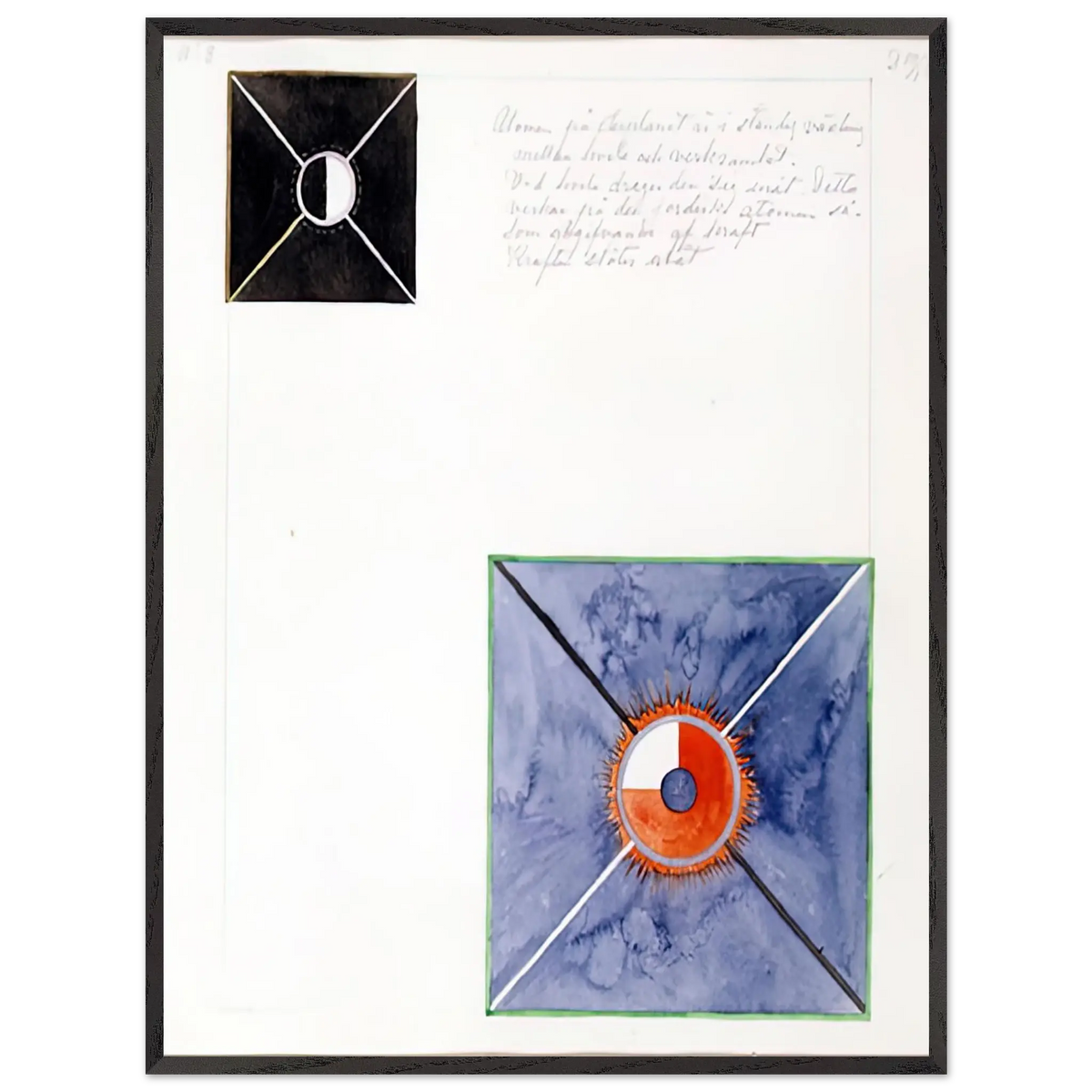 Hilma af Klint - ATOM SERIES NO 8 ATOM ON THE ETHER PLANE IS IN CONSTANT CHANGE BETWEEN REST AND ACTIVITY AT THE 1917 Wall art - 28x43  cm / XL (11x17 Inches) - Premium Wooden Framed Poster With Fine Art Paper - Wood frame