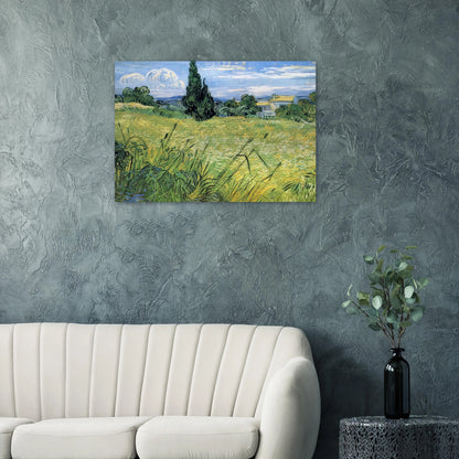 Green Wheat Field with Cypress - Vincent van Gogh Brushed Aluminum Print - 70x100 cm / 28x40 inches | Vincent van Gogh Aluminum Print | Vincent van Gogh Prints