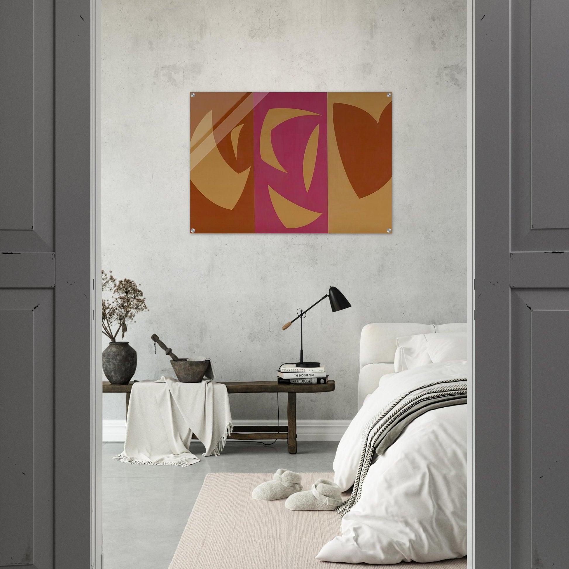 Triptyque ocre-violet-rouge - Fernand Leduc Acrylic Print - 70x100 cm / 28x40″ inches