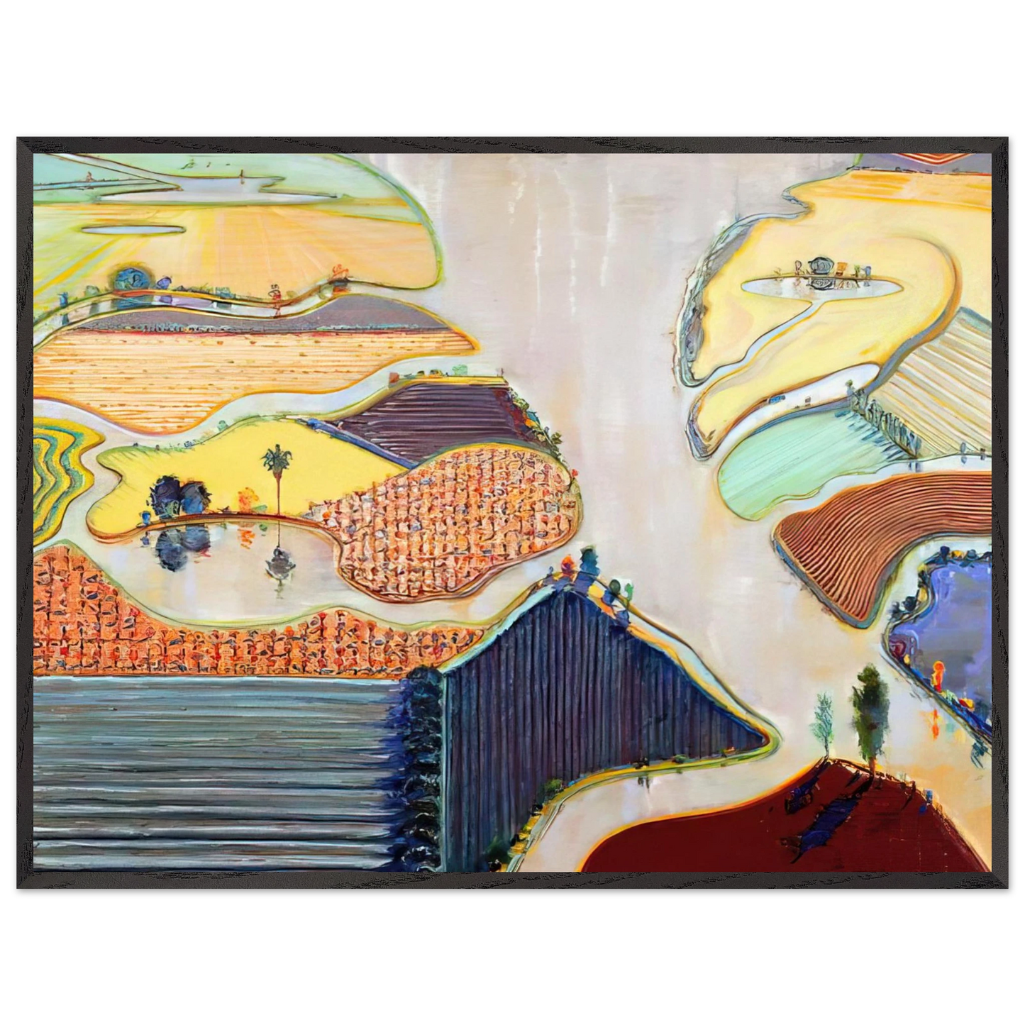 Wayne Thiebaud - Delta Farms - 1996 Wall Art - 30x40 cm / 12x16 inches - Fine Art Poster-canvas - -