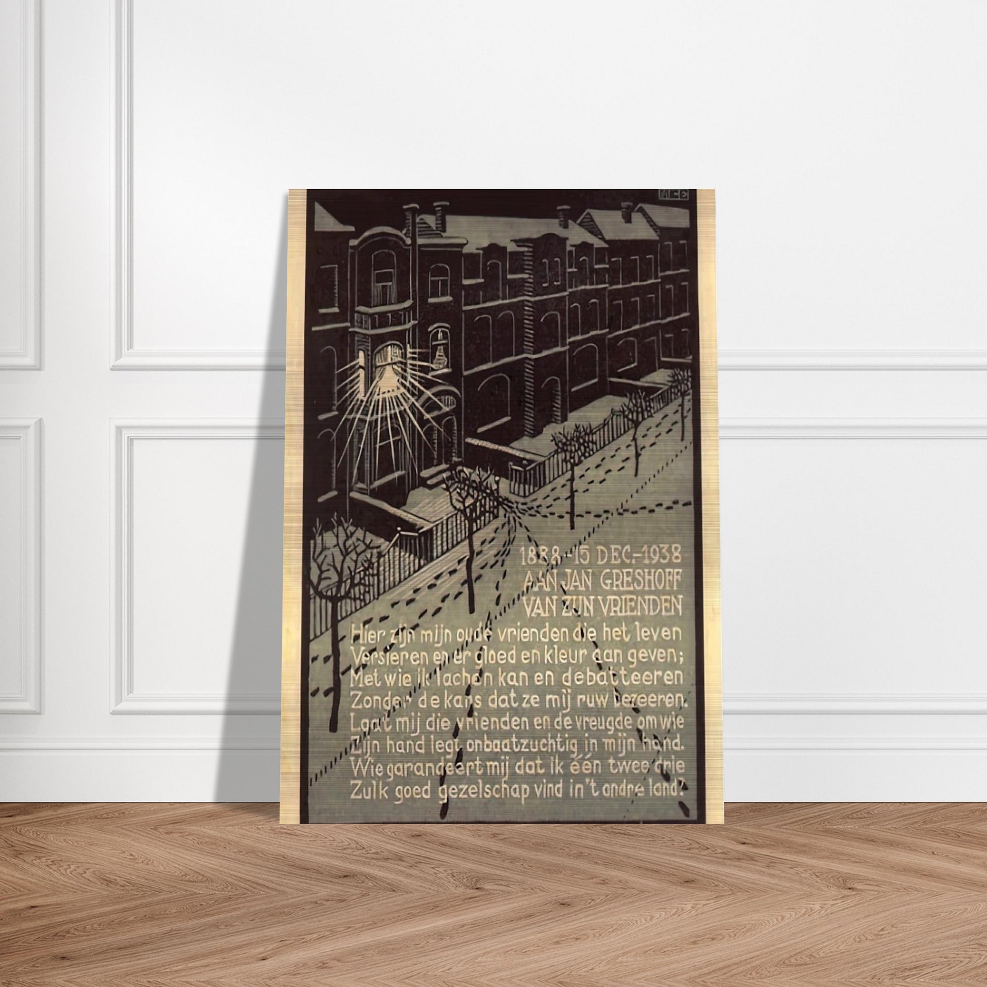 BIRTHDAY CARD FOR G GERSHOFF NOVEMBER 1938 1938 - MC Escher Brushed Aluminum Print - 70x100 cm / 28x40 inches | MC Escher Aluminum Print | MC Escher Prints | Maurits Cornelis Escher Prints
