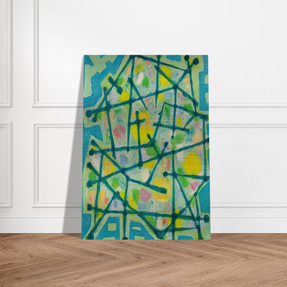 Blue-Green Lines on Aqua Background - 1953 - Alfred Manessier Brushed Aluminum Print - 70x100 cm / 28x40 inches | Alfred Manessier Aluminum Print | Alfred Manessier Prints