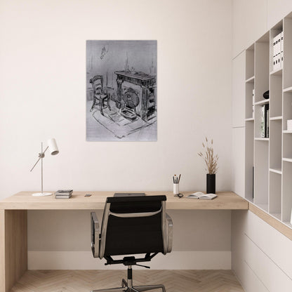 Mantelpiece with Chair - Vincent van Gogh Brushed Aluminum Print - 70x100 cm / 28x40 inches | Vincent van Gogh Aluminum Print | Vincent van Gogh Prints