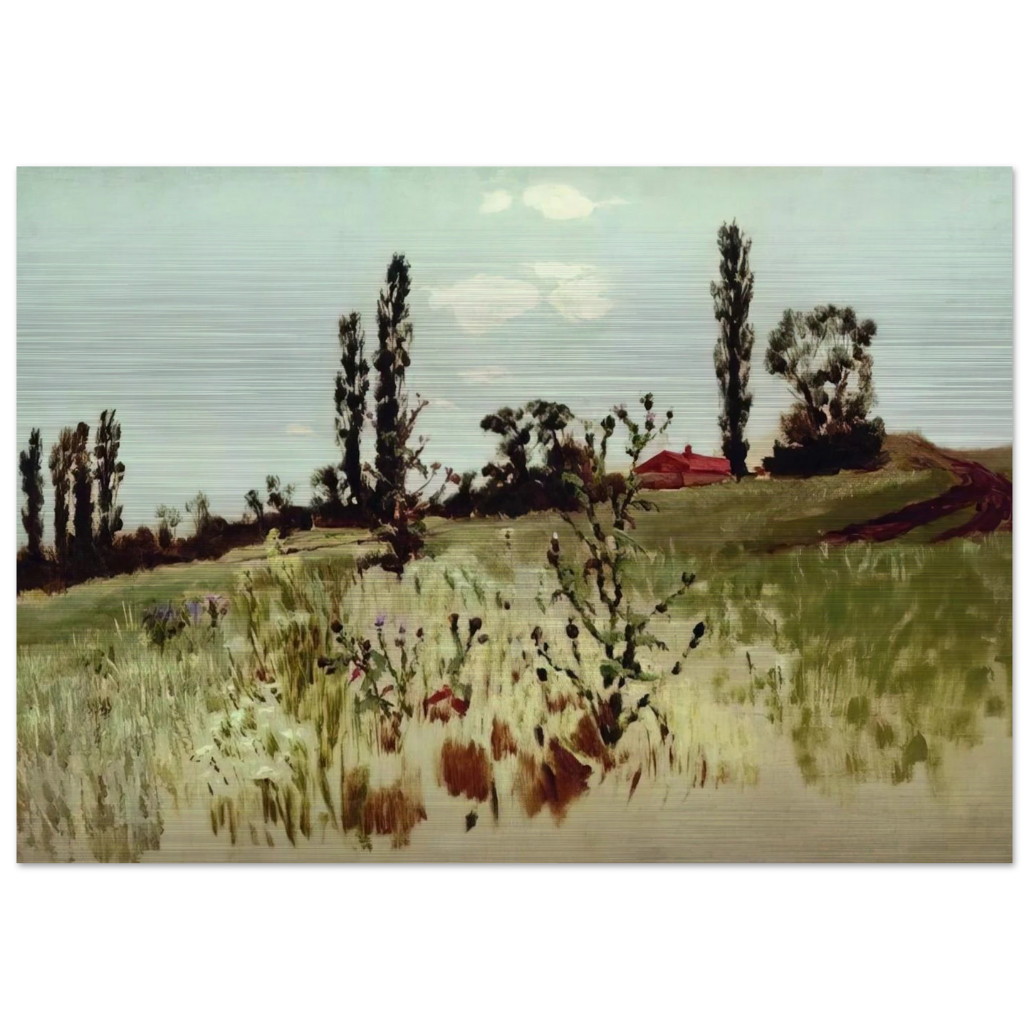 Poplar trees - Arkhyp Kuindzhi Brushed Aluminum Print - 70x100 cm / 28x40 inches | Arkhyp Kuindzhi Aluminum Print | Arkhyp Kuindzhi Prints