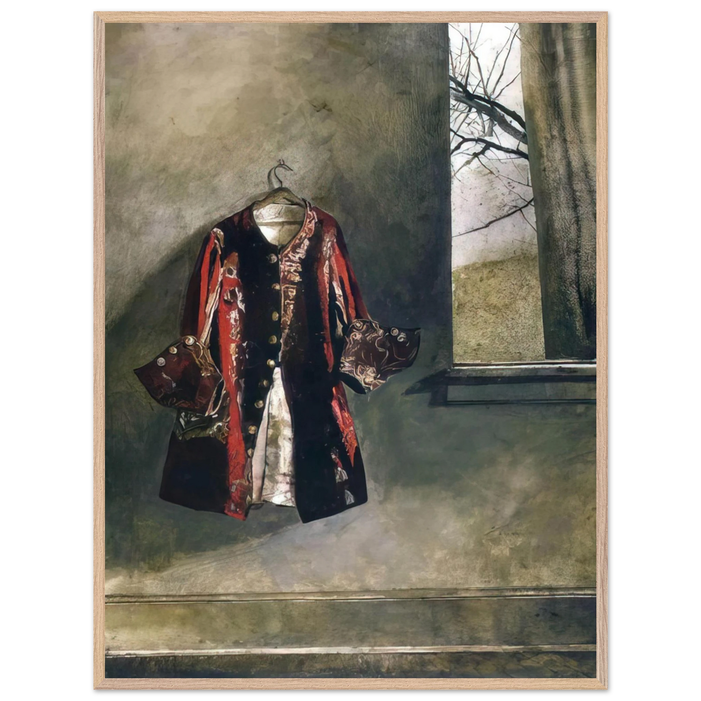 Andrew Wyeth - CURTAIN CALL Wall Art - 21x29.7 cm / 8x12" - Premium Wooden Framed Poster With Fine Art Paper-canvas - Wood frame