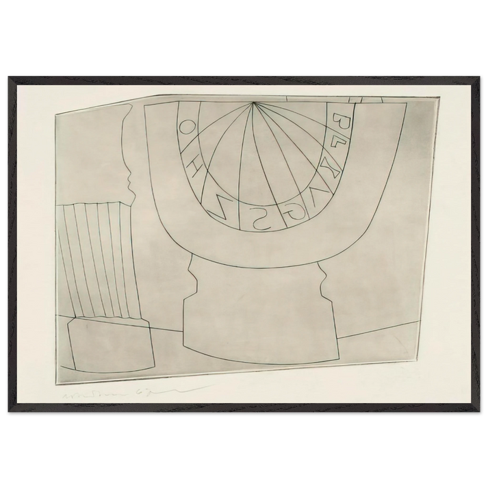 Turkish sundial  column - 1967 - Ben Nicholson 70x100 cm / 28x40 inches Framed Art Print – Black Wooden Frame