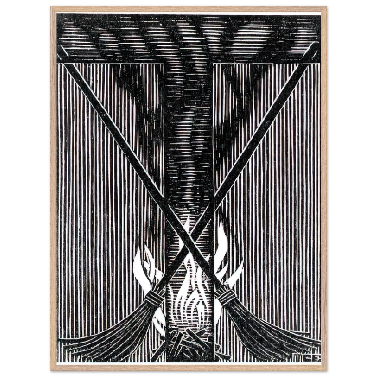 MC Escher - INITIAL T Wall Art - 30x40 cm / 12x16 inches - Premium Wooden Framed Poster With Fine Art Paper-canvas - White frame
