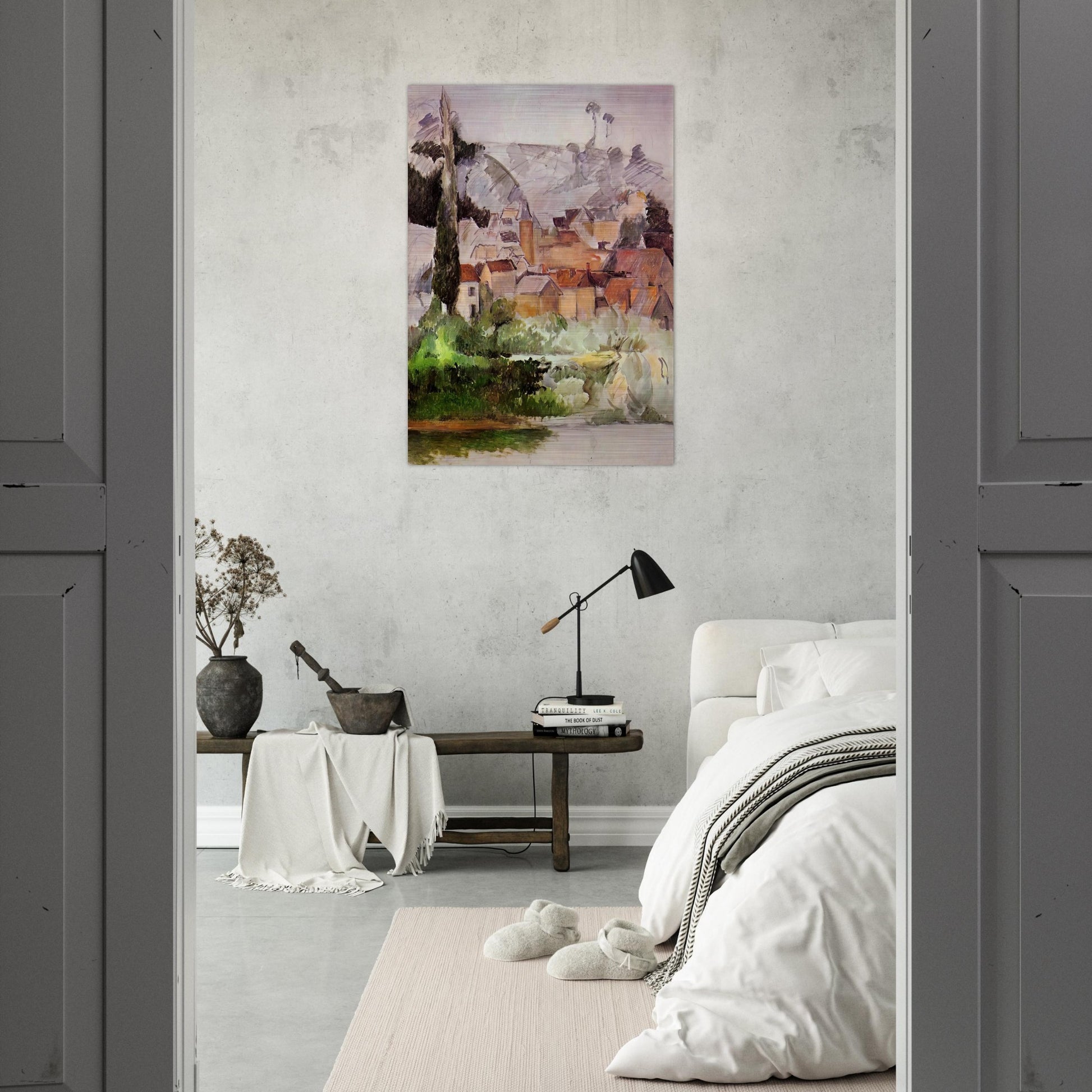 Medan Chateau and Village - Paul Cézanne Brushed Aluminum Print - 70x100 cm / 28x40 inches | Paul Cézanne Aluminum Print | Paul Cézanne Prints