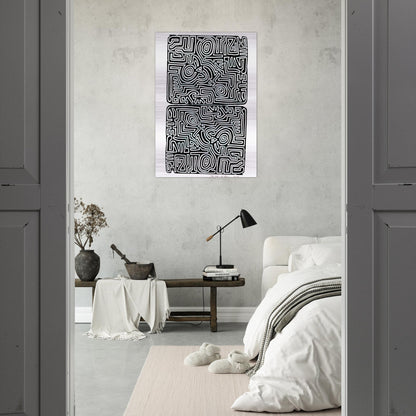 LABYRINTH 1989 - Keith Haring Brushed Aluminum Print - 70x100 cm / 28x40 inches | Keith Haring Aluminum Print | Keith Haring Prints