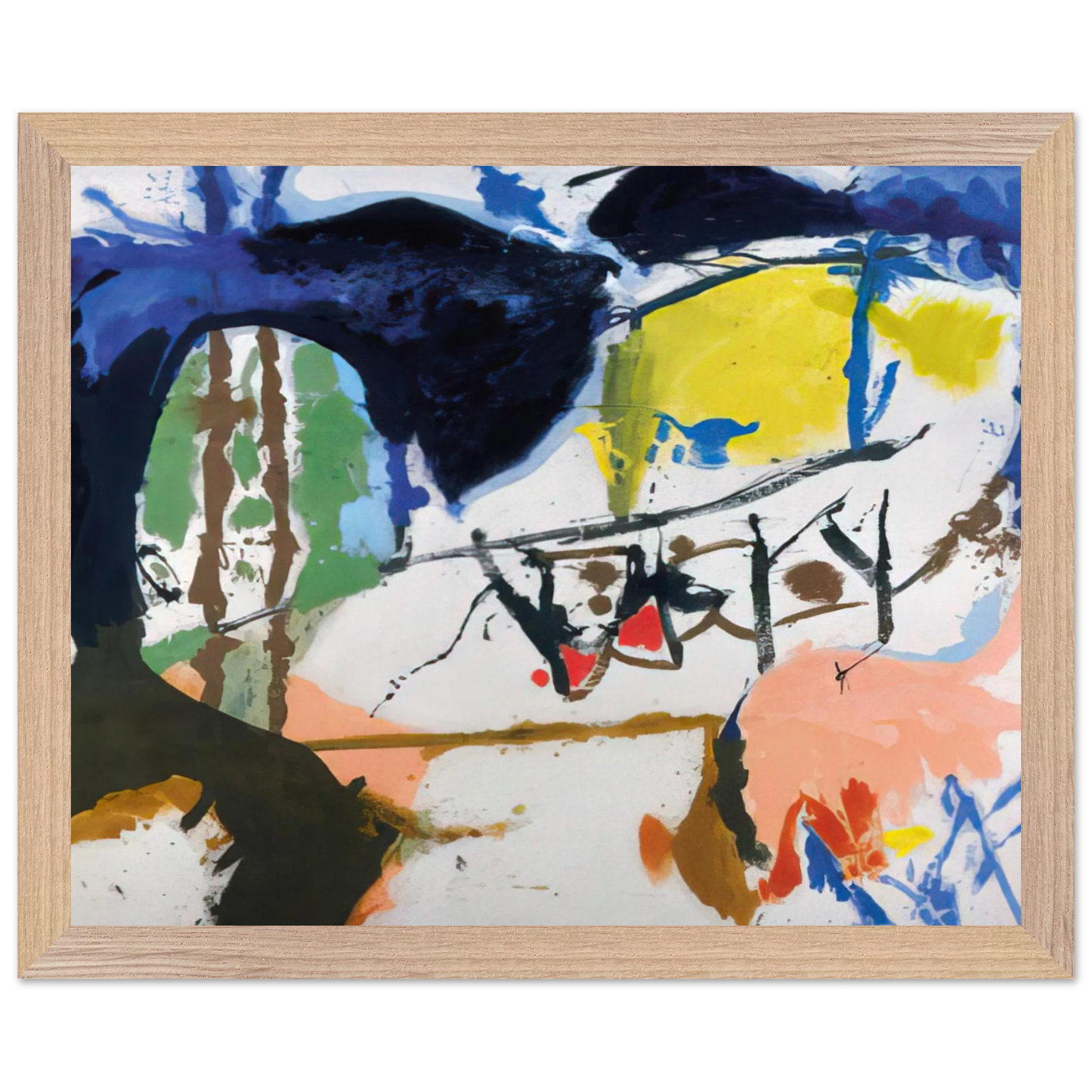 Helen Frankenthaler - Acres - 1959 Wall art - A1 (59.4 x 84.1  cm) - Premium Wooden Framed Poster With Fine Art Paper-canvas - Black frame