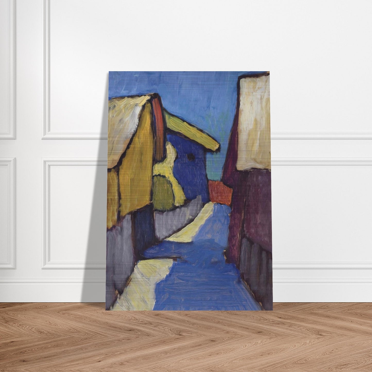 DORFSTRASSE IN BLAU - Gabriele Munter Brushed Aluminum Print - 70x100 cm / 28x40 inches | Gabriele Munter Aluminum Print | Gabriele Munter Prints