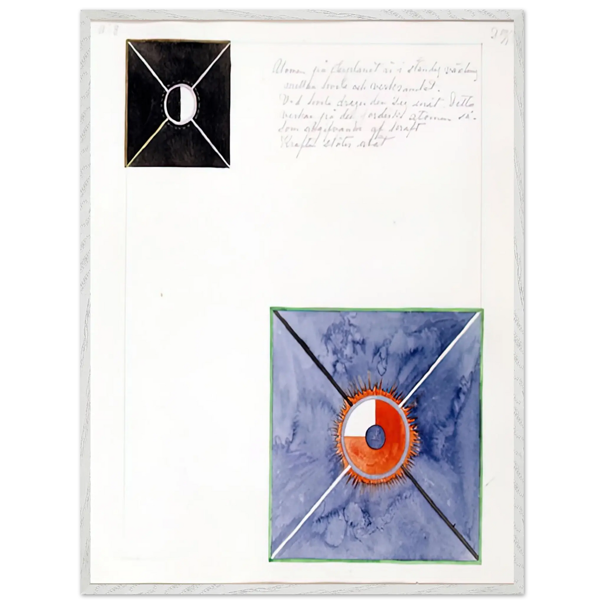 Hilma af Klint - ATOM SERIES NO 8 ATOM ON THE ETHER PLANE IS IN CONSTANT CHANGE BETWEEN REST AND ACTIVITY AT THE 1917 Wall art - 60x80 cm / 24x32 Inches - Premium Wooden Framed Poster With Fine Art Paper - White frame