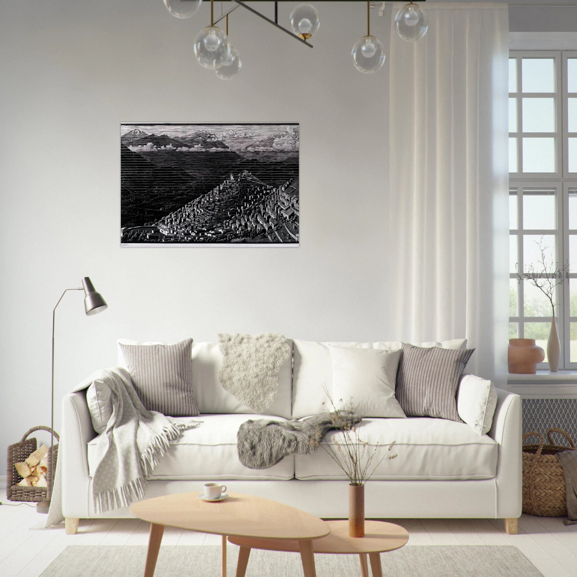 MORANO CALABRIA - MC Escher Brushed Aluminum Print - 70x100 cm / 28x40 inches | MC Escher Aluminum Print | MC Escher Prints