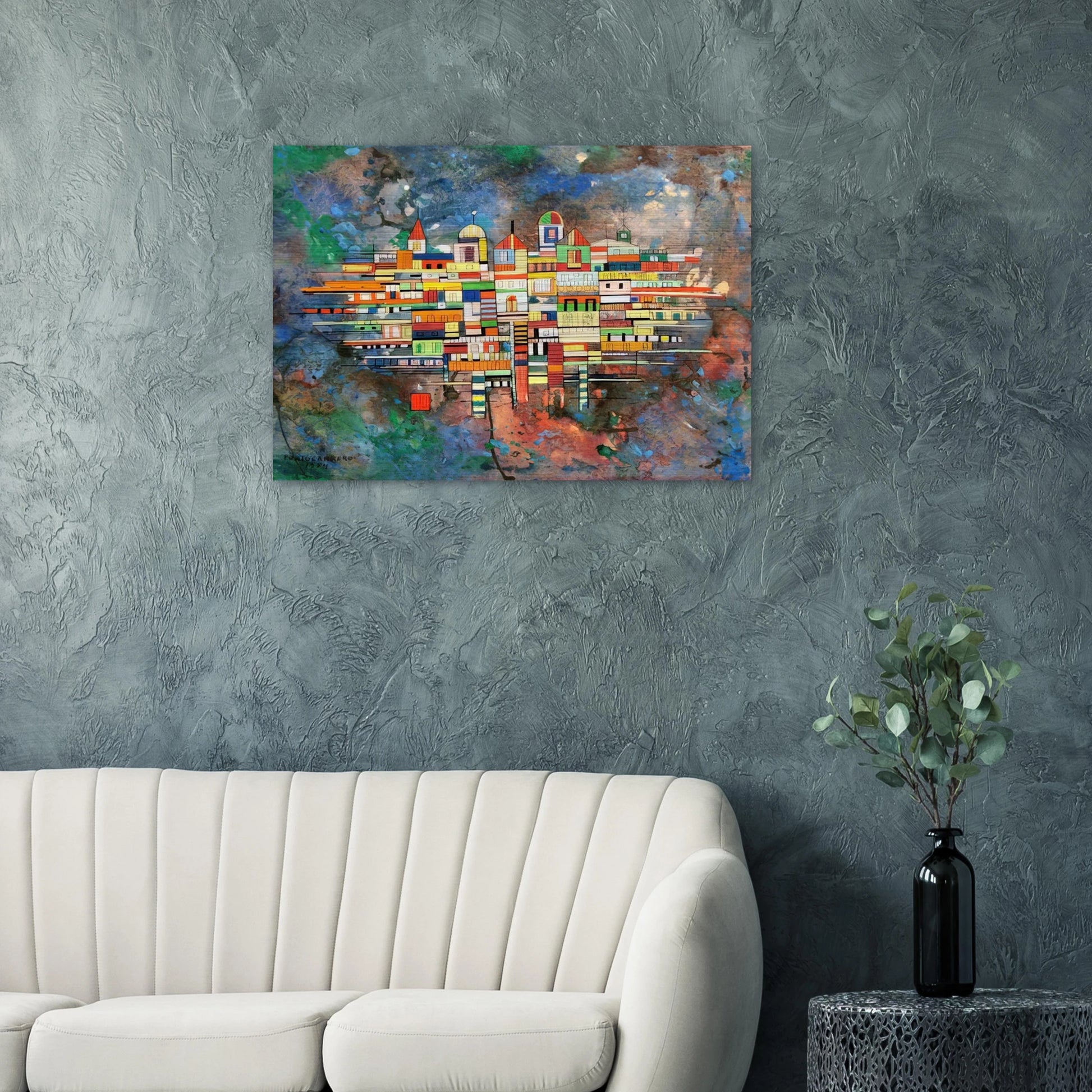 CITY 1954 - Rene Portocarrero Brushed Aluminum Print - 70x100 cm / 28x40 inches | Rene Portocarrero Aluminum Print | Rene Portocarrero Prints