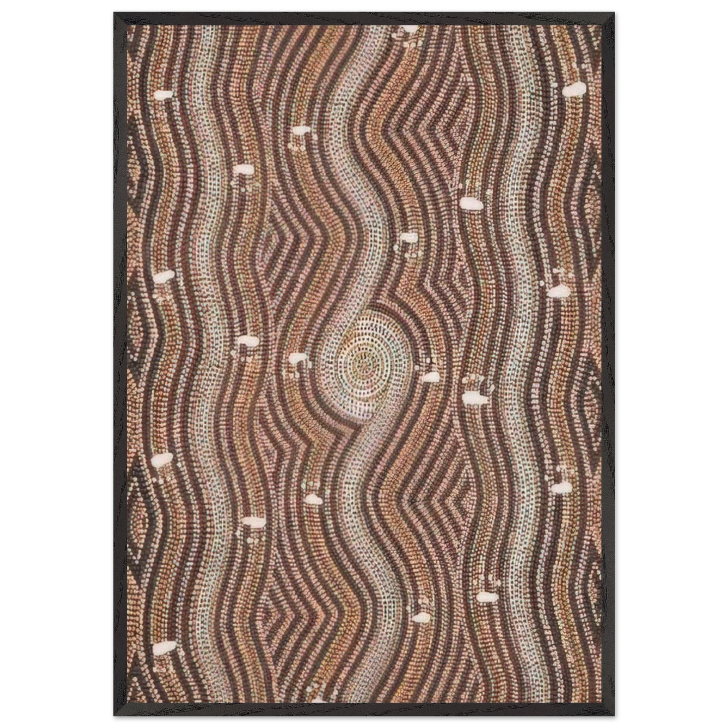 Possum Dreaming - 1985 - Clifford Possum Tjapaltjarri 70x100 cm / 28x40 inches Framed Art Print – Black Wooden Frame